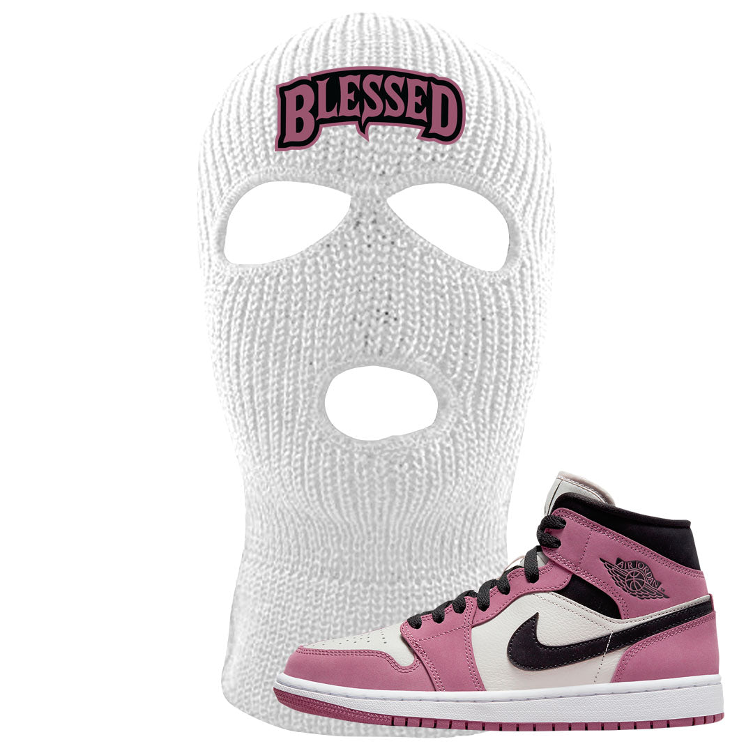 Berry Black White Mid 1s Ski Mask | Blessed Arch, White