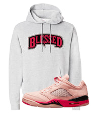 Arctic Pink Low 5s Hoodie | Blessed Arch, Ash