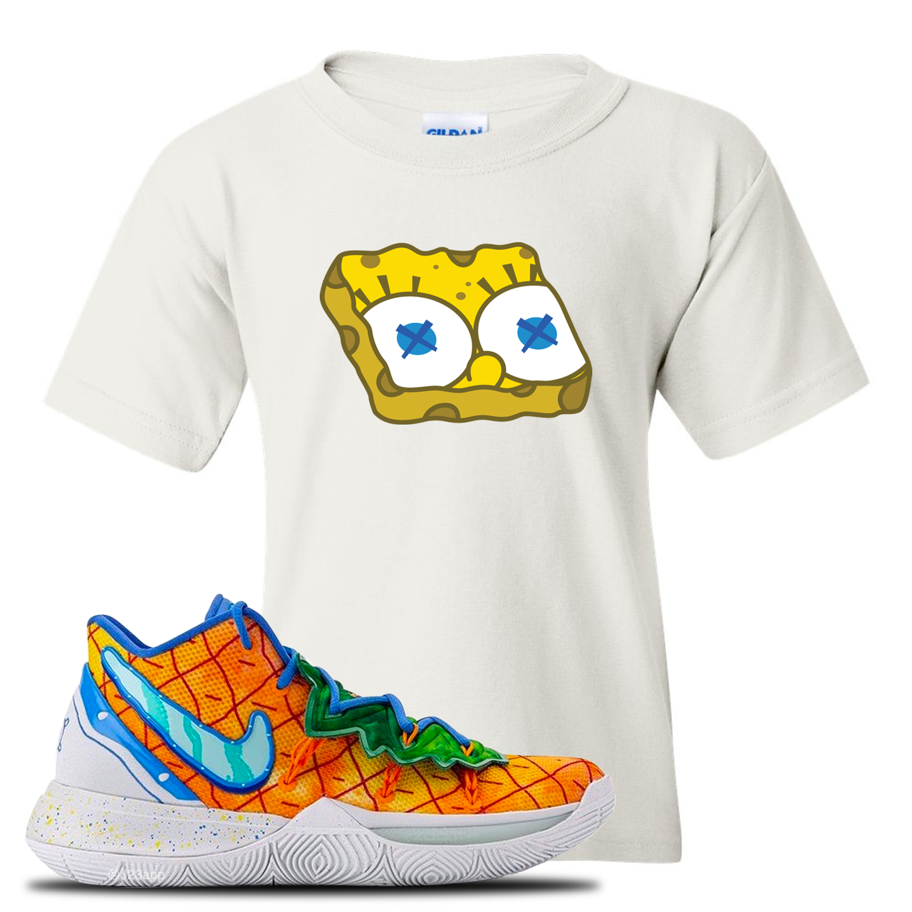 Kyrie 5 Pineapple House Sponge Head White Sneaker Hook Up Kid's T-Shirt