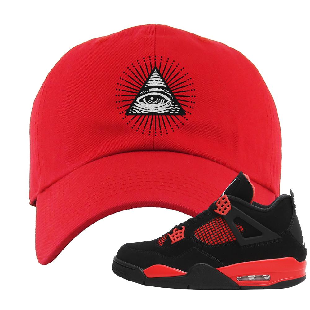 Red Thunder 4s Dad Hat | All Seeing Eye, Red