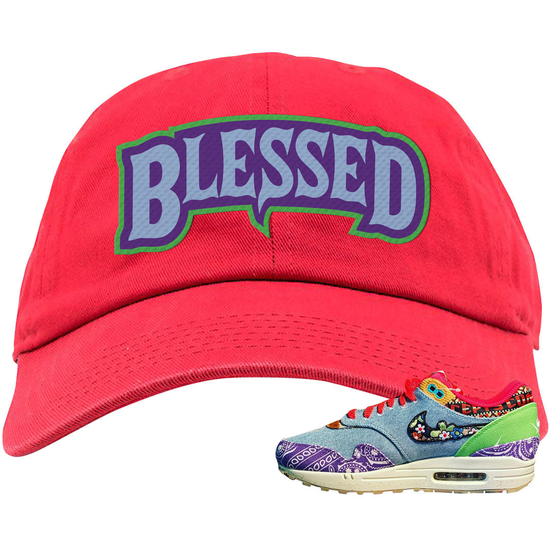 Bandana Paisley Max 1s Dad Hat | Blessed Arch, Red
