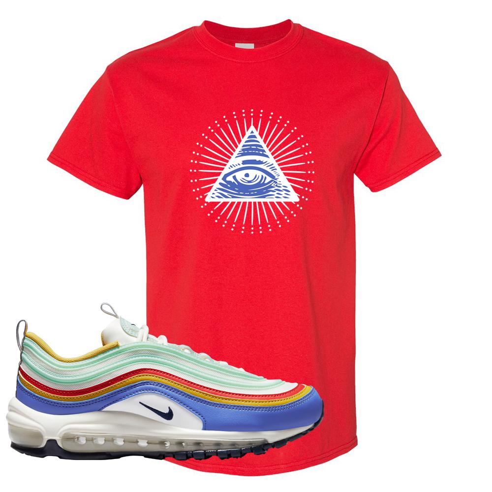 Multicolor 97s T Shirt | All Seeing Eye, Red