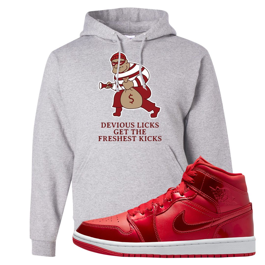 University Red Pomegranate Mid 1s Hoodie | Devious Licks, Ash