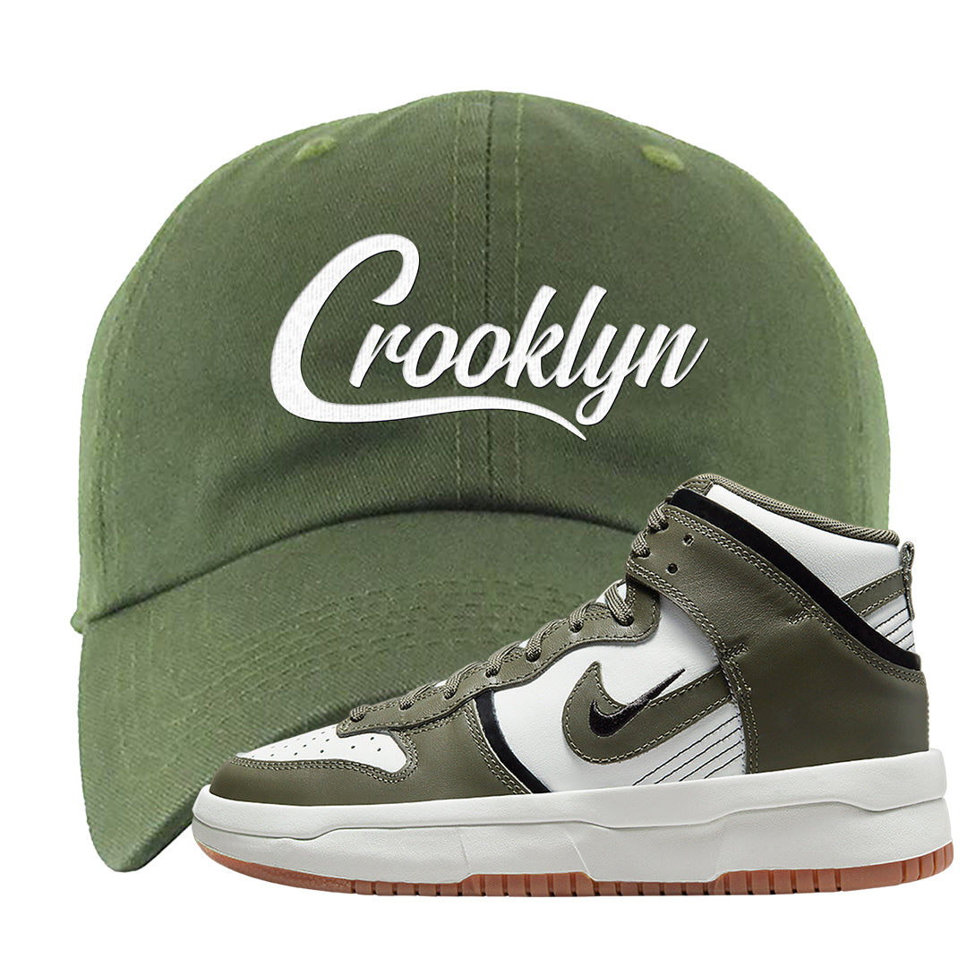 Cargo Khaki Rebel High Dunks Dad Hat | Crooklyn, Olive