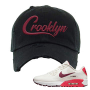 Fusion Red Dark Beetroot Golf 90s Distressed Dad Hat | Crooklyn, Black