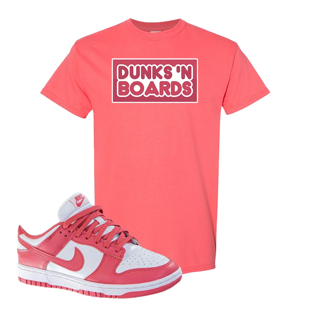 Archeo Pink Low Dunks T Shirt | Dunks N Boards, Coral Silk