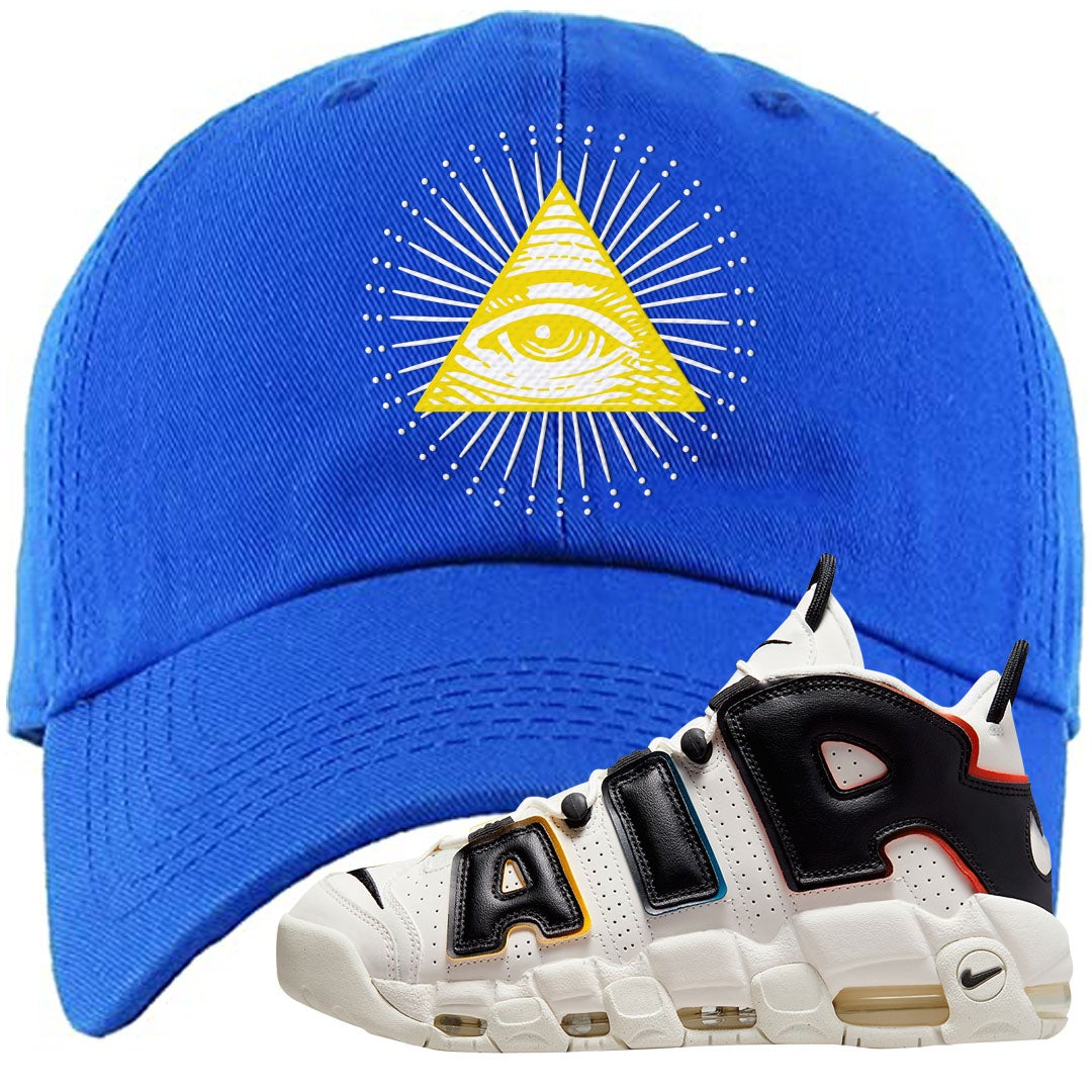 Multicolor Uptempos Dad Hat | All Seeing Eye, Royal Blue