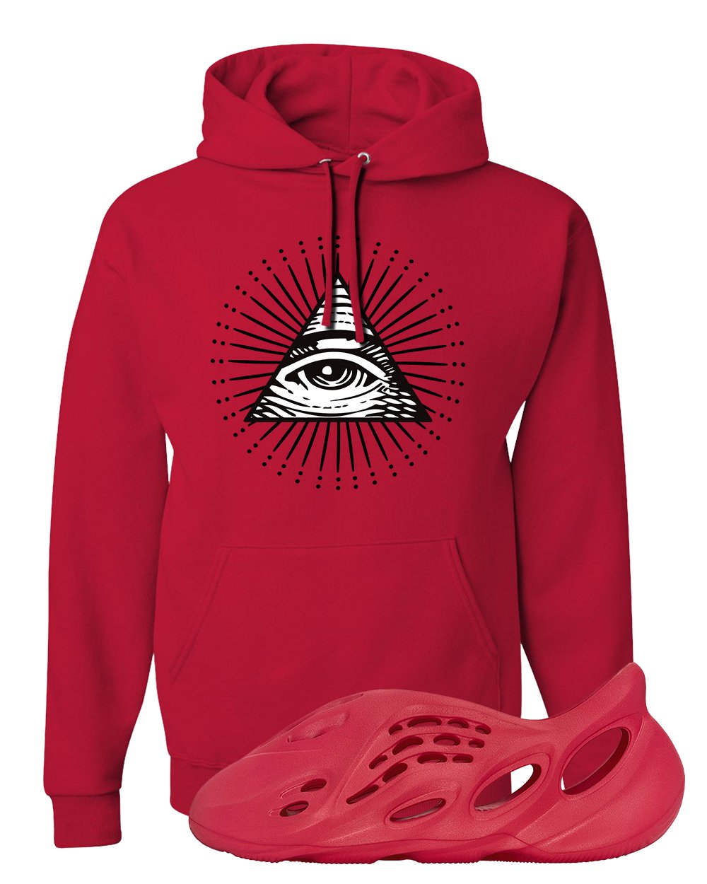 Vermillion Foam Runners Hoodie | All Seeing Eye, Red