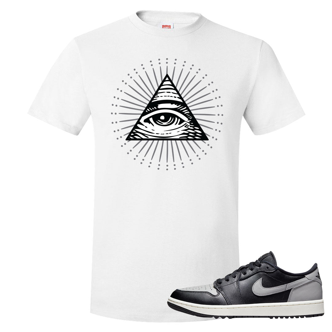 Shadow Golf Low 1s T Shirt | All Seeing Eye, White