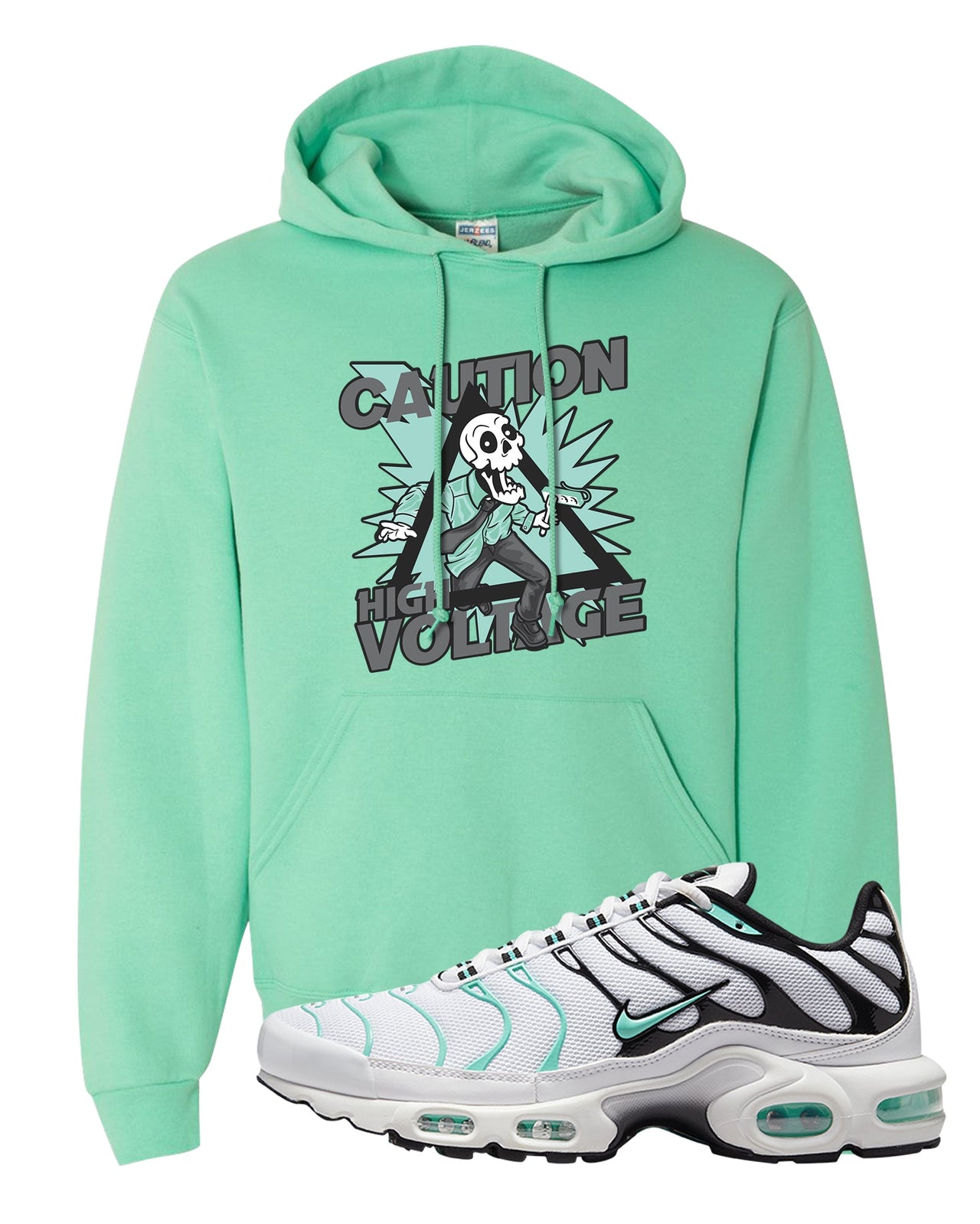 Hyper Jade Pluses Hoodie | Caution High Voltage, Cool Mint