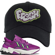 Ozweego Vivid Pink Sneaker Black Dad Hat | Hat to match Adidas Ozweego Vivid Pink Shoes | Fresh