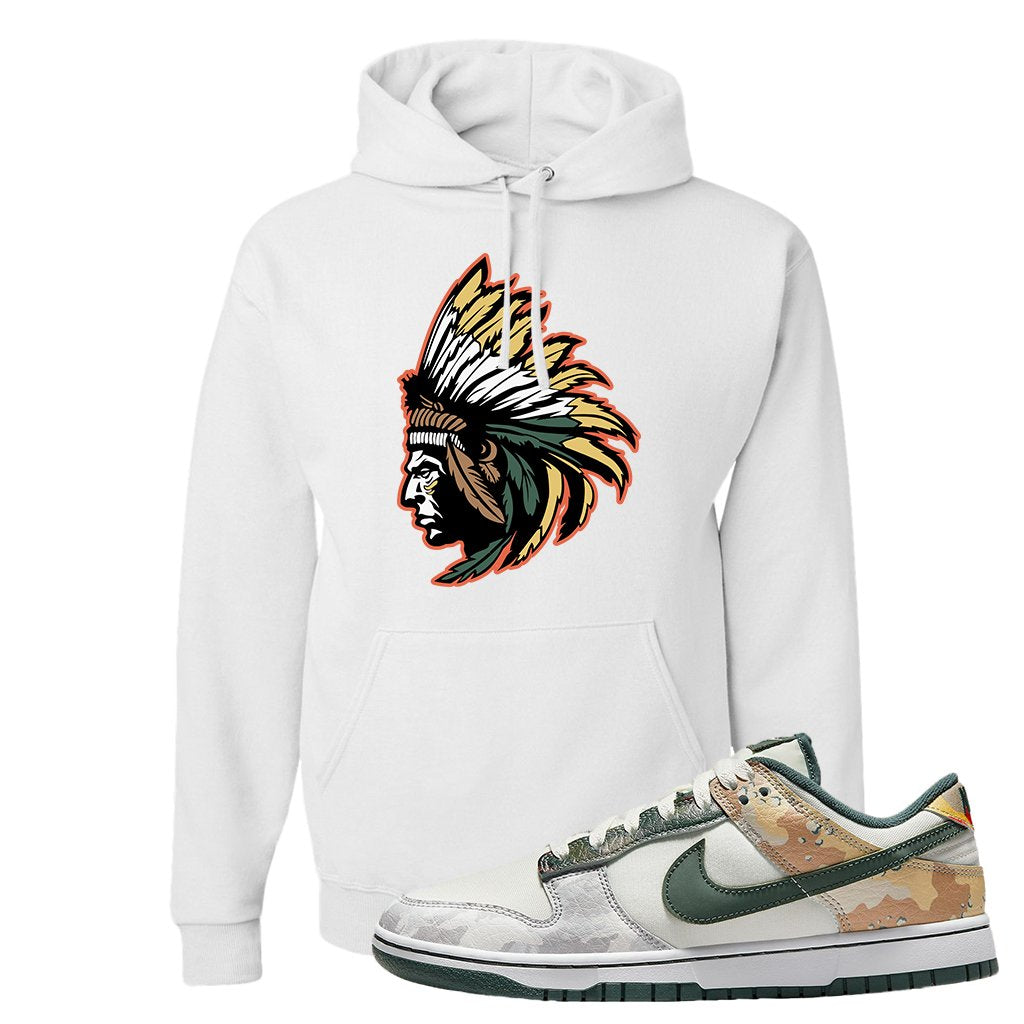 Camo Low Dunks Hoodie | Indian Chief, White