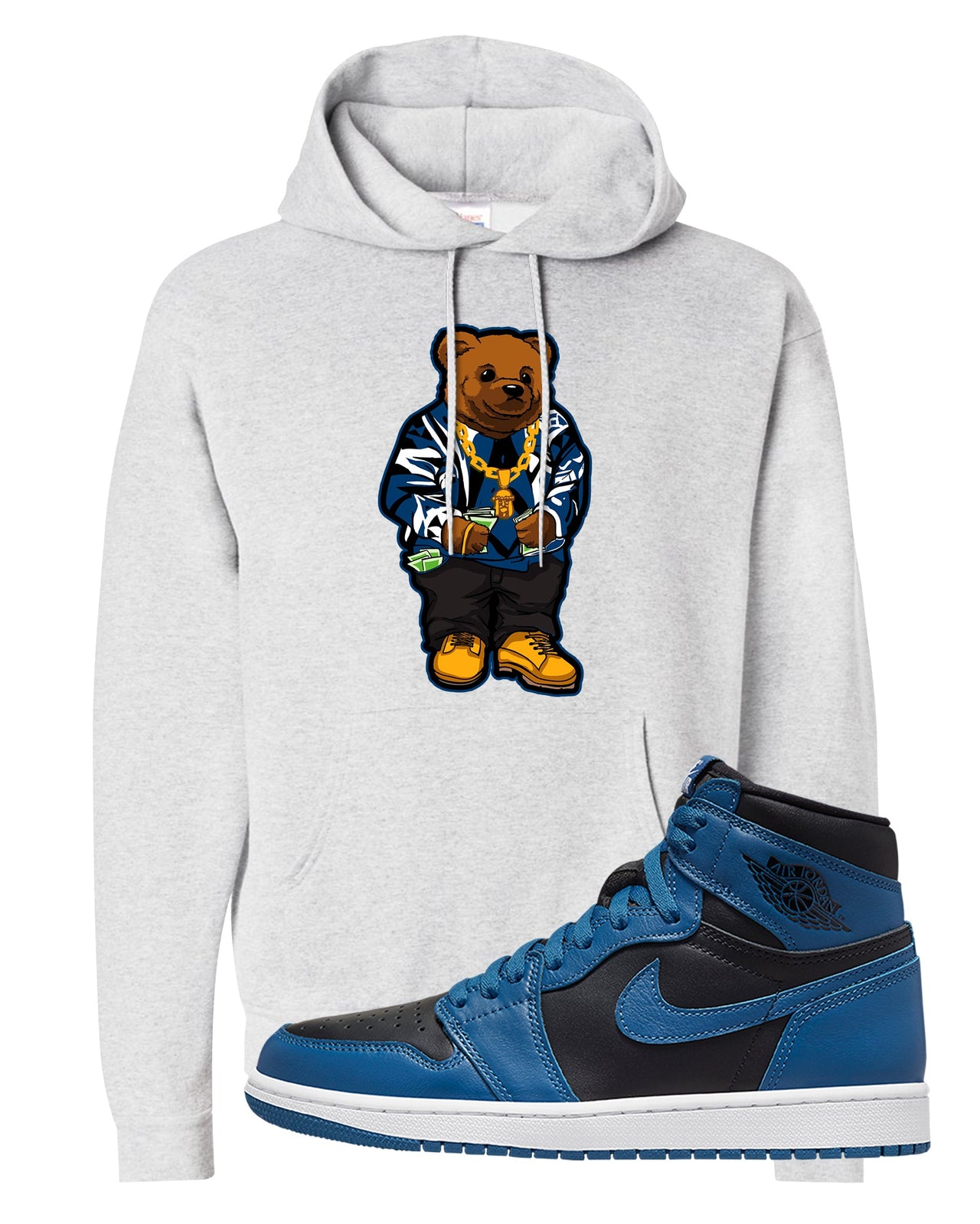 Dark Marina Blue 1s Hoodie | Sweater Bear, Ash