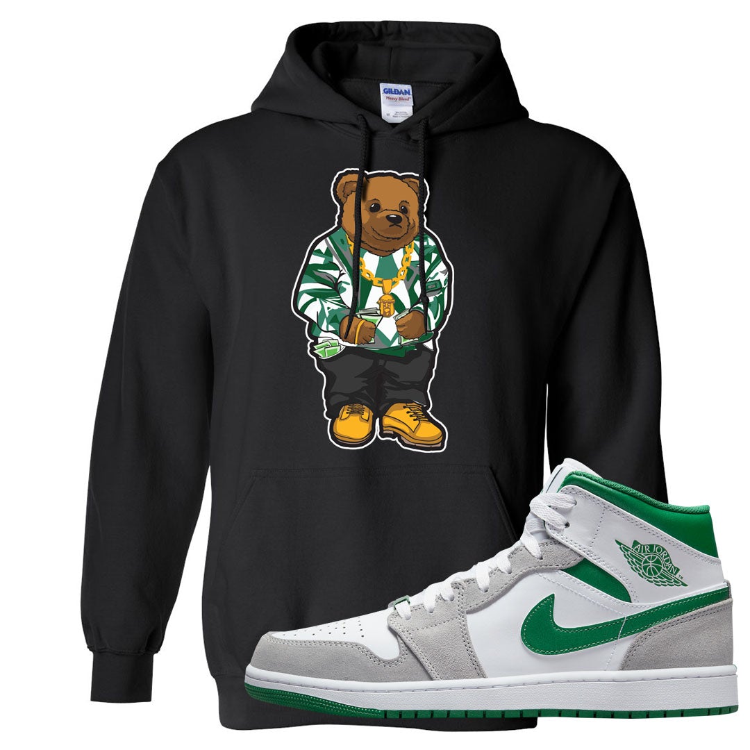 Light Smoke Pine Green Mid 1s Hoodie | Sweater Bear, Black