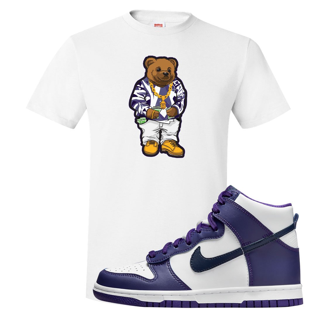 Court Purple High Dunks T Shirt | Sweater Bear, White