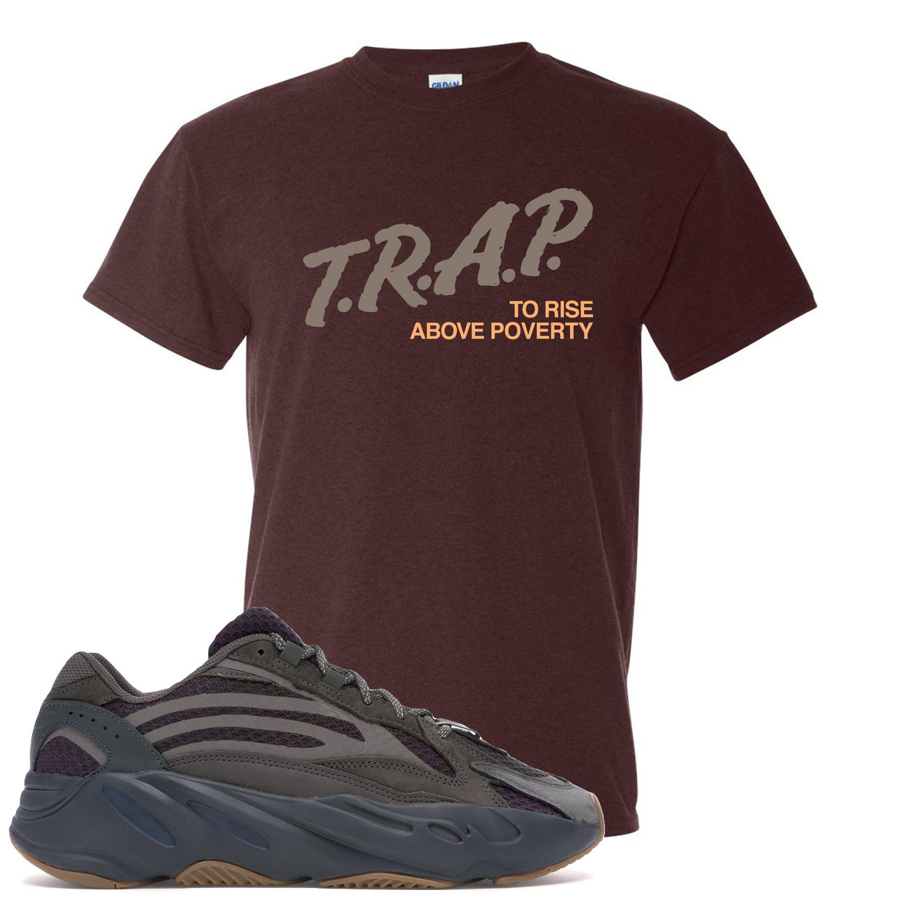 Geode 700s T Shirt | Trap Rise Above Poverty, Russet