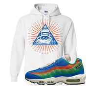 Light Blue Green AMRC 95s Hoodie | All Seeing Eye, White