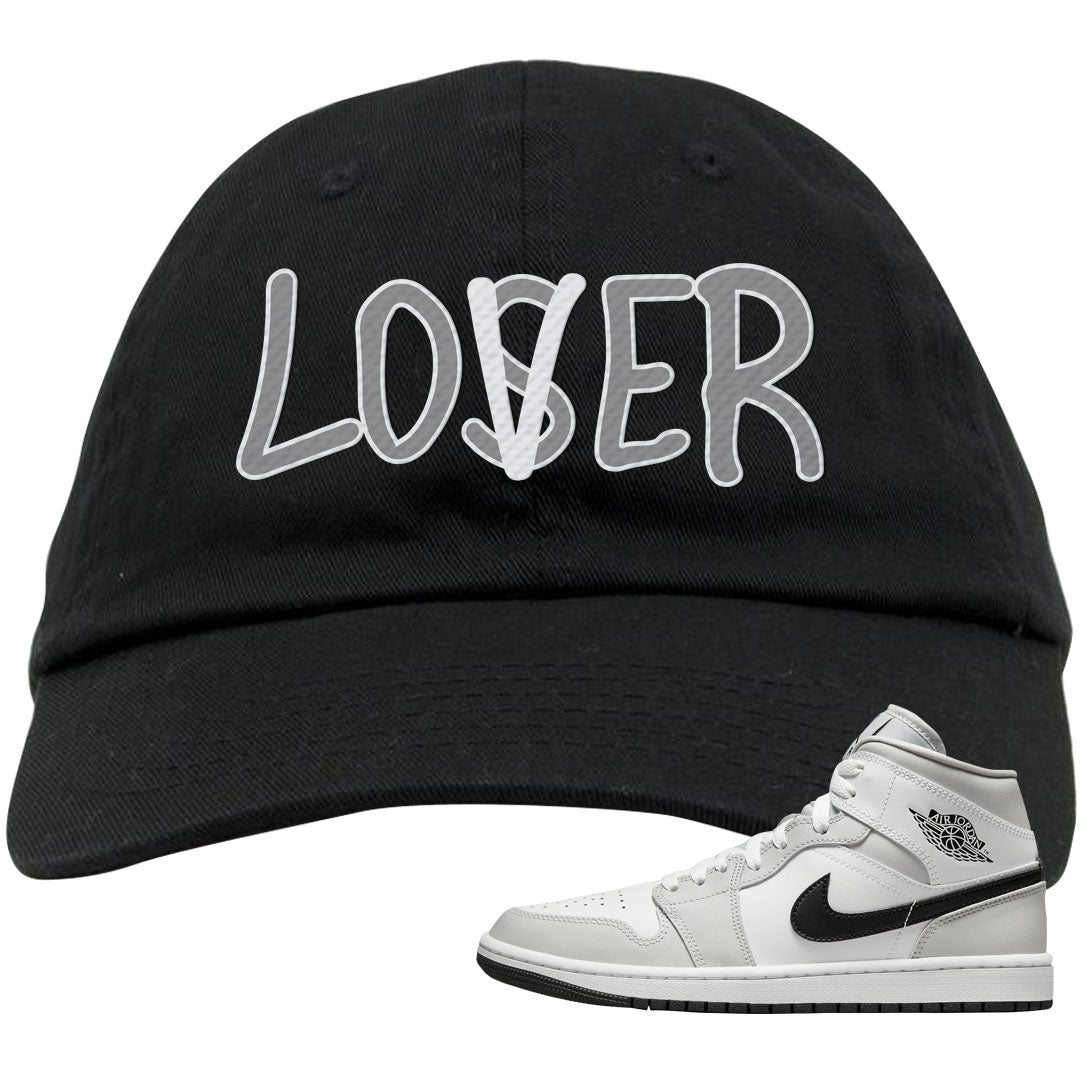 Light Smoke Grey Mid 1s Dad Hat | Lover, Black