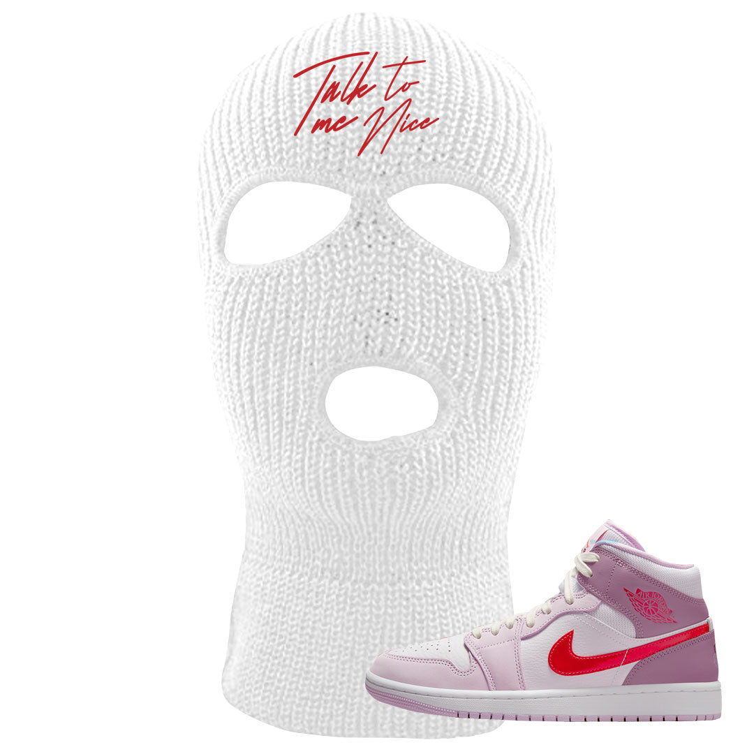 Valentine's Day Mid 1s Ski Mask | Talk To Me Nice, White