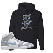 Air Jordan 1 Mid Grey Ice Blue Hoodie | Vibes Speak Louder Than Words, Black