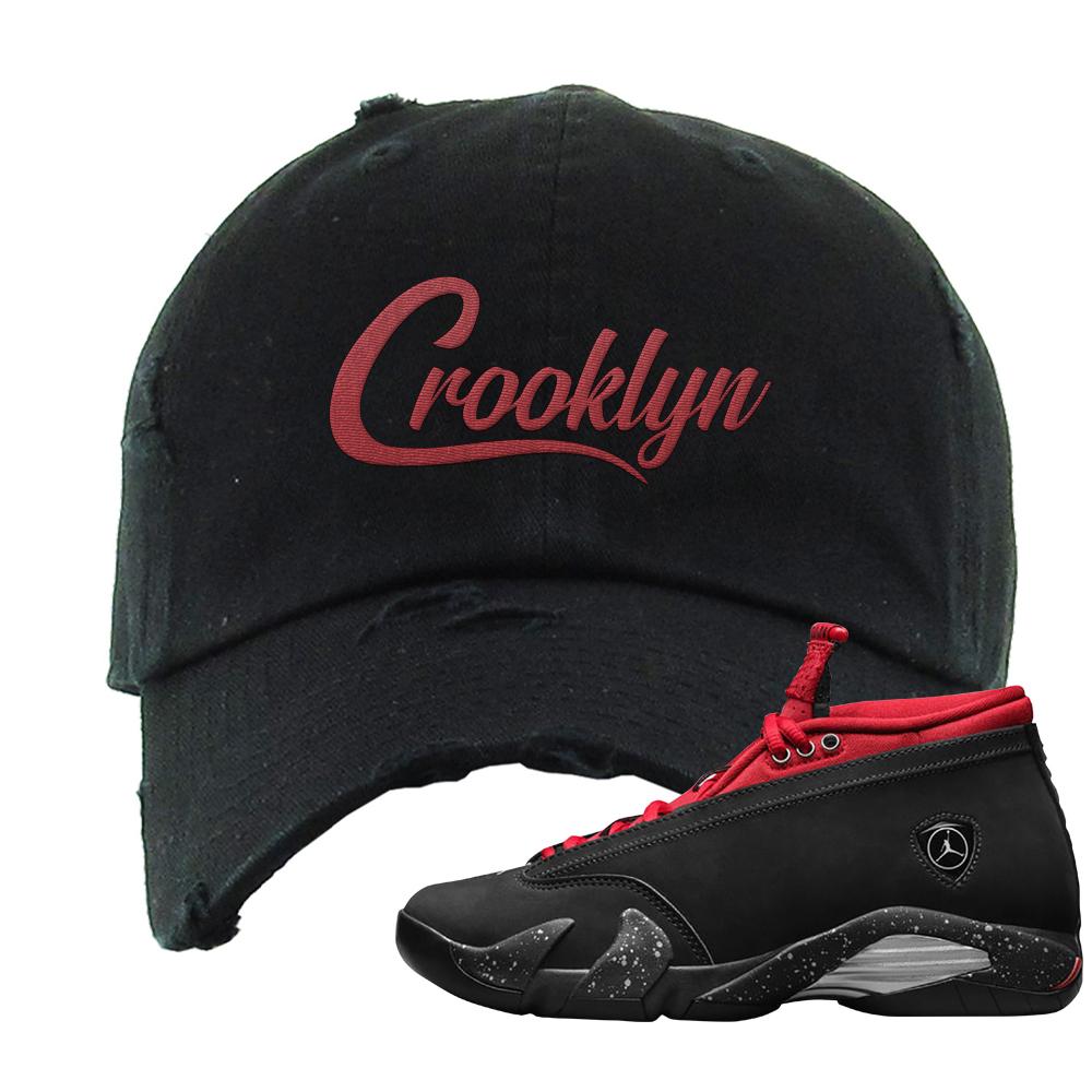 Red Lipstick Low 14s Distressed Dad Hat | Crooklyn, Black