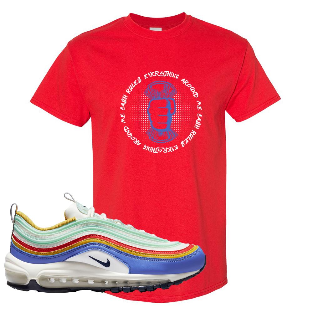 Multicolor 97s T Shirt | Cash Rules Everything Around Me, Red