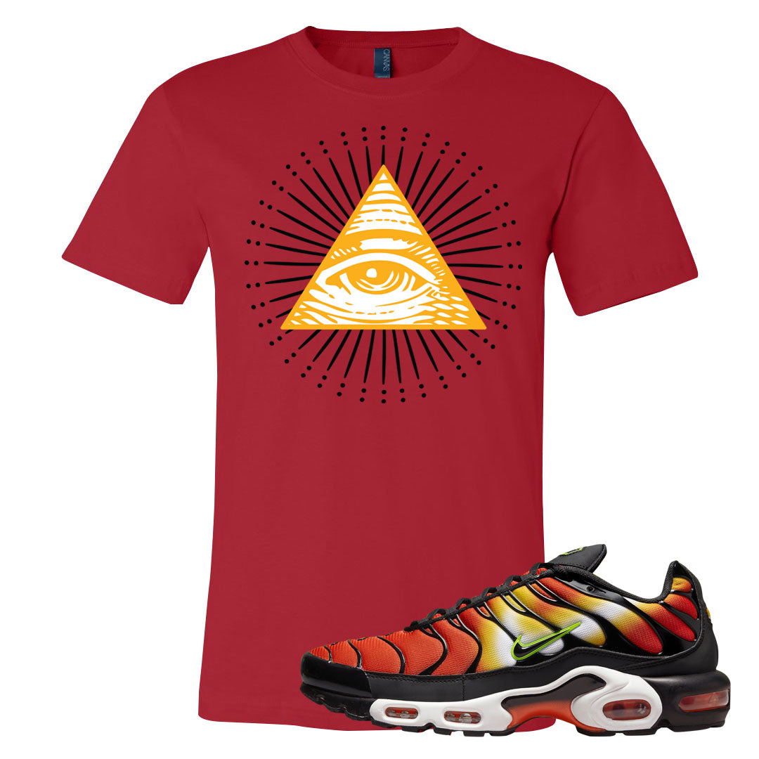 Sunset Gradient Pluses T Shirt | All Seeing Eye, Red