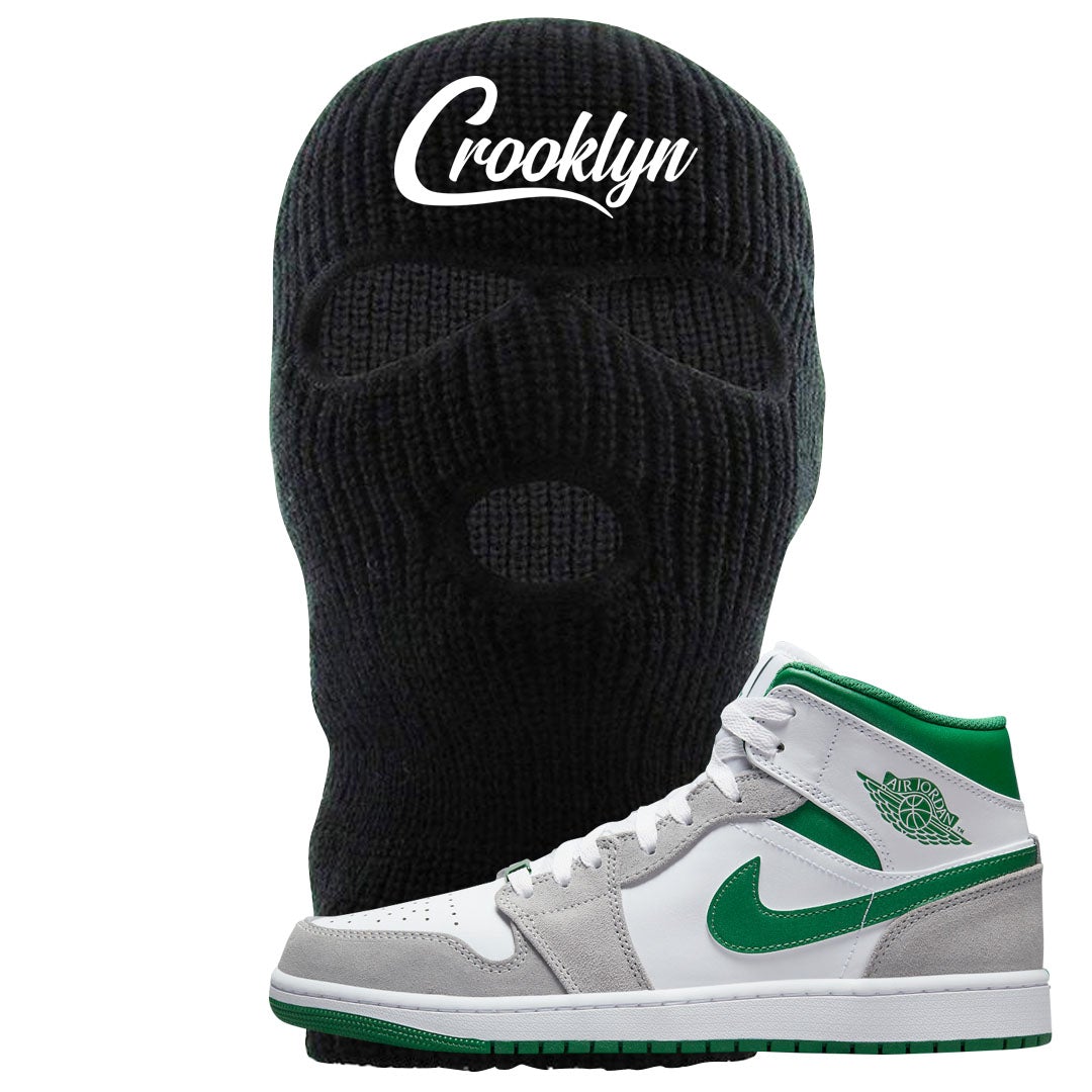 Light Smoke Pine Green Mid 1s Ski Mask | Crooklyn, Black