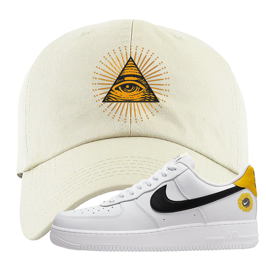 Have A Nice Day AF1s Dad Hat | All Seeing Eye, White