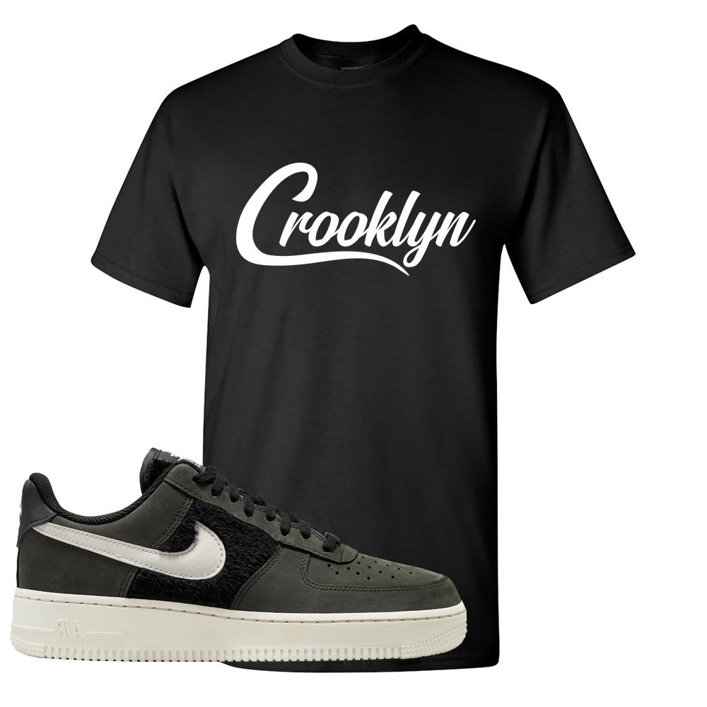 Furry Black Light Bone Low AF 1s T Shirt | Crooklyn, Black