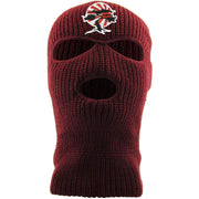 Embroidered on the front of the Foot Clan Bonsai Tree maroon ski mask is the Foot Clan Bonsai Tree Rising Sun logo