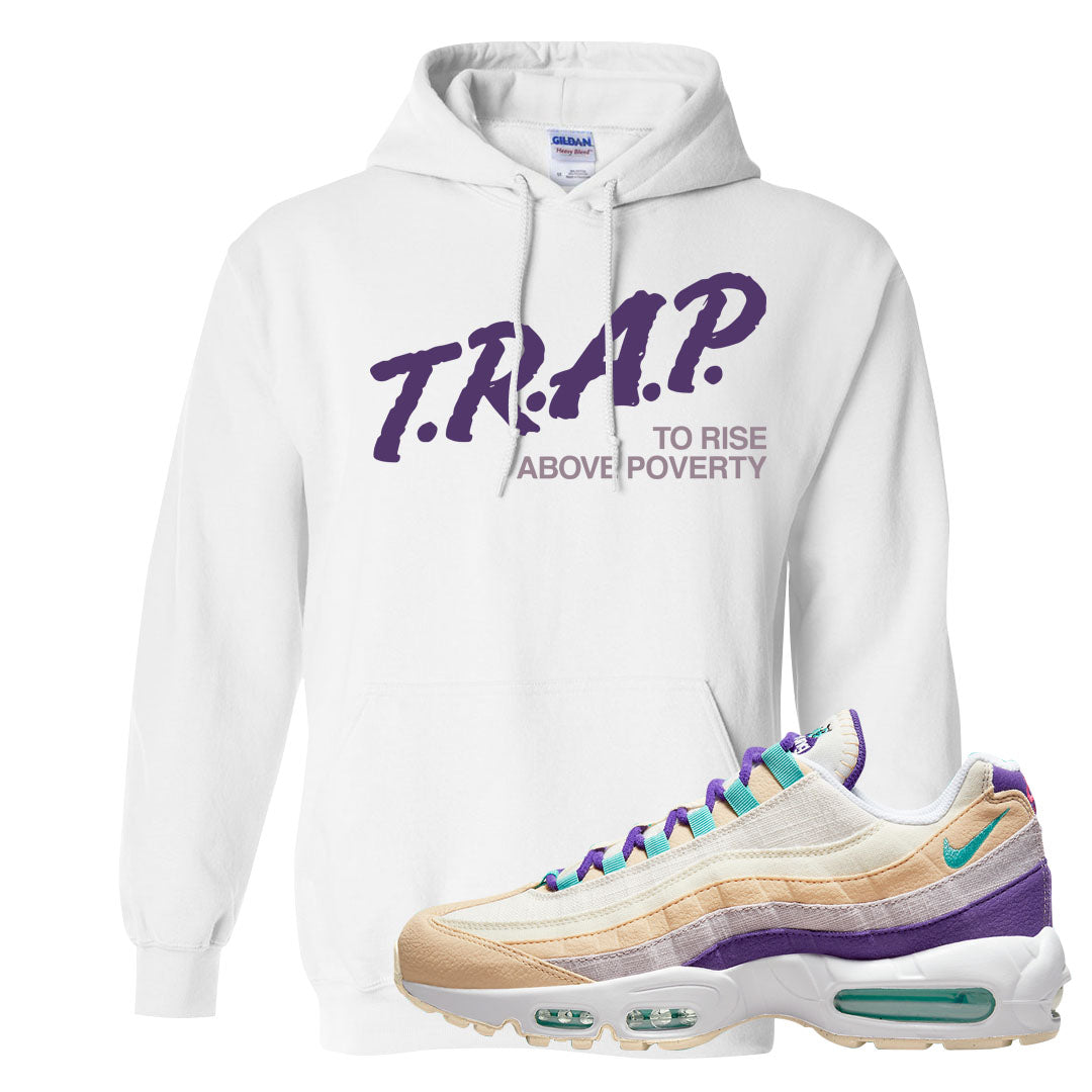 Sprung Natural Purple 95s Hoodie | Trap To Rise Above Poverty, White
