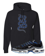 University Blue Black Pluses Hoodie | Coiled Snake, Black