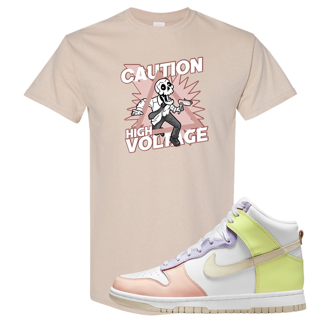 Cashmere High Dunks T Shirt | Caution High Voltage, Sand