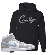 Air Jordan 1 Mid Grey Ice Blue Hoodie | Crooklyn, Black