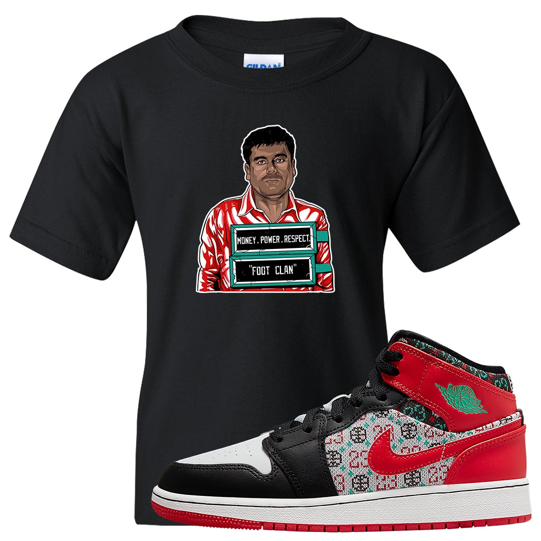 Ugly Sweater GS Mid 1s Kid's T Shirt | El Chapo Illustration, Black