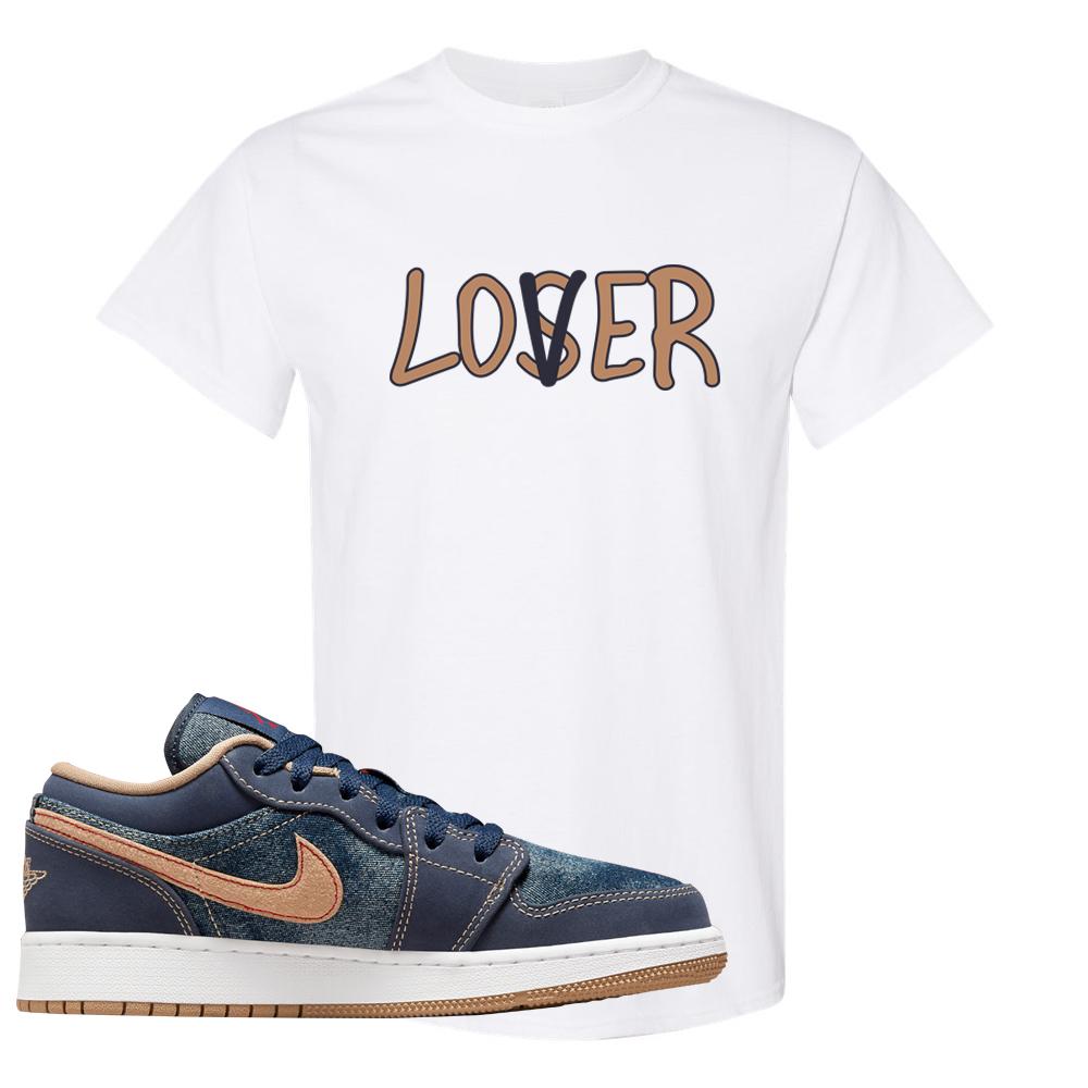 Denim Gum Bottom Low 1s T Shirt | Lover, White