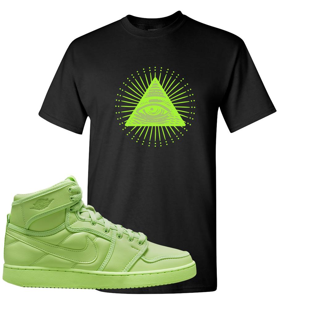 Neon Green KO 1s T Shirt | All Seeing Eye, Black