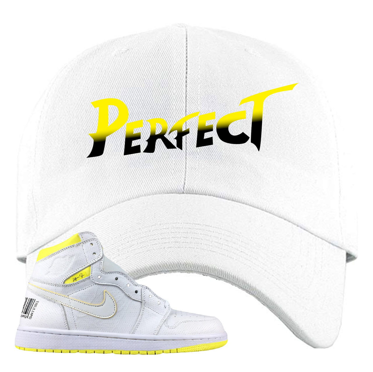 Air Jordan 1 First Class Flight Street Fight Perfect White Sneaker Matching Dad Hat