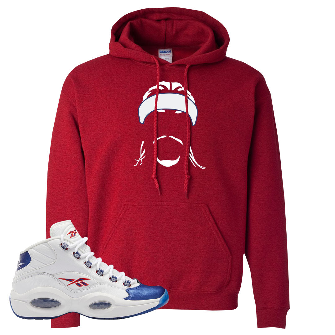 Blue Toe Question Mids Hoodie | Headband Corn Rows, Red