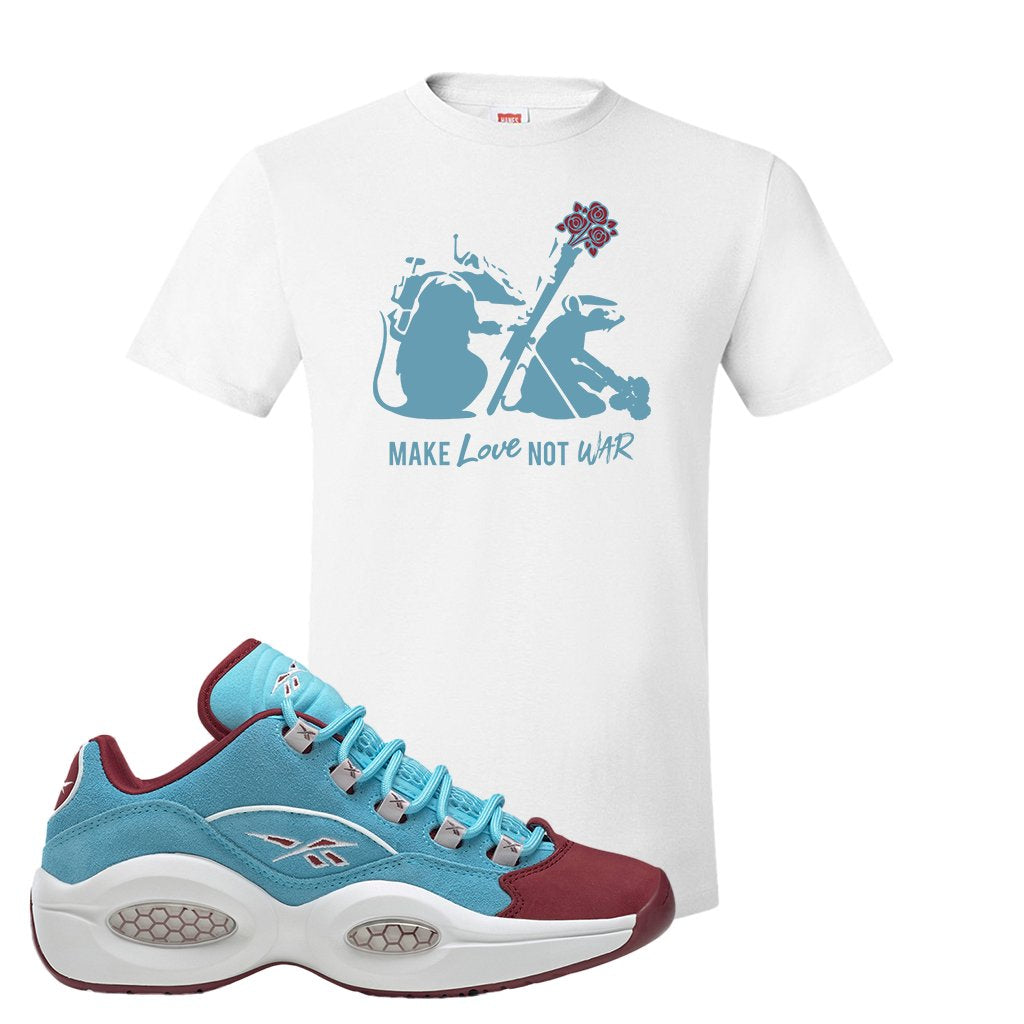 Maroon Light Blue Question Lows T Shirt | Army Rats, White