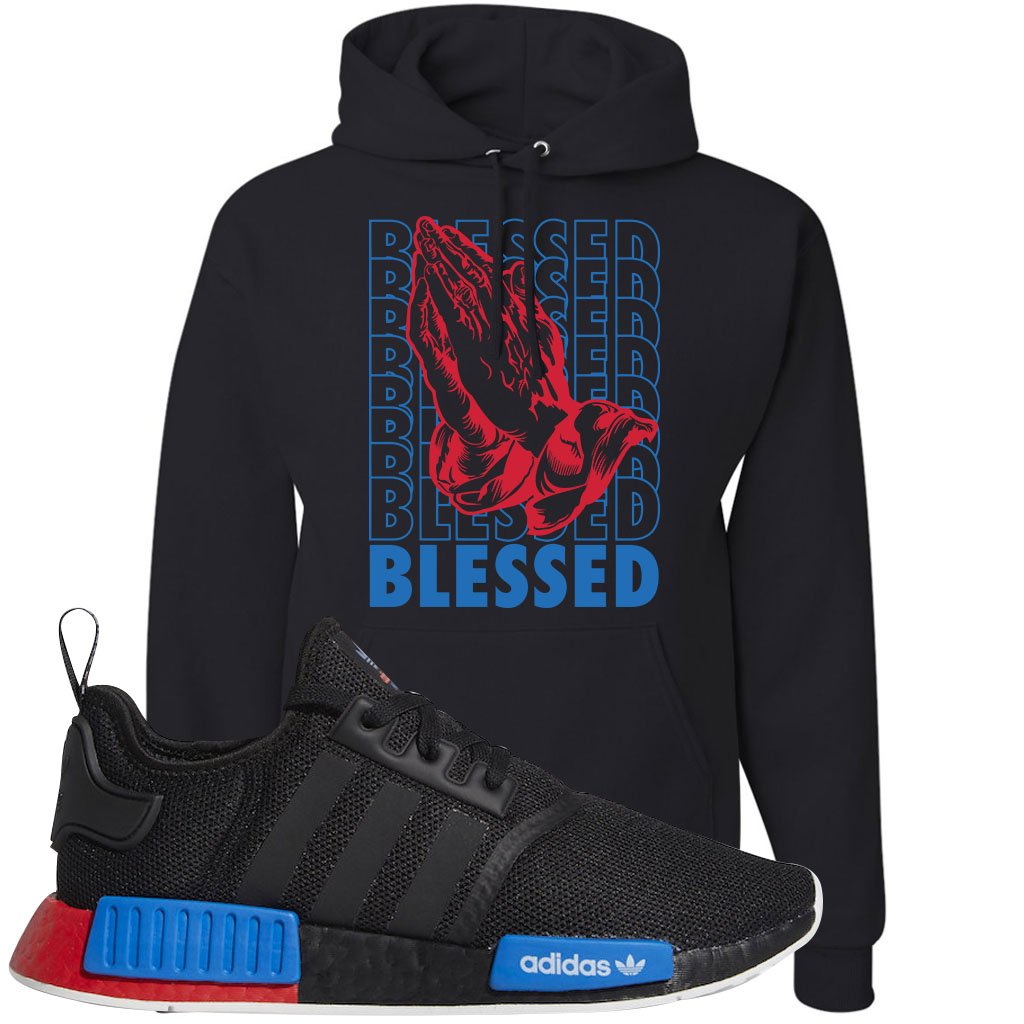 NMD R1 Black Red Boost Matching Hoodie | Sneaker hoodie to match NMD R1s | Blessed, Black