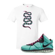 South Beach Bron 8s T Shirt | Coiled Snake, White