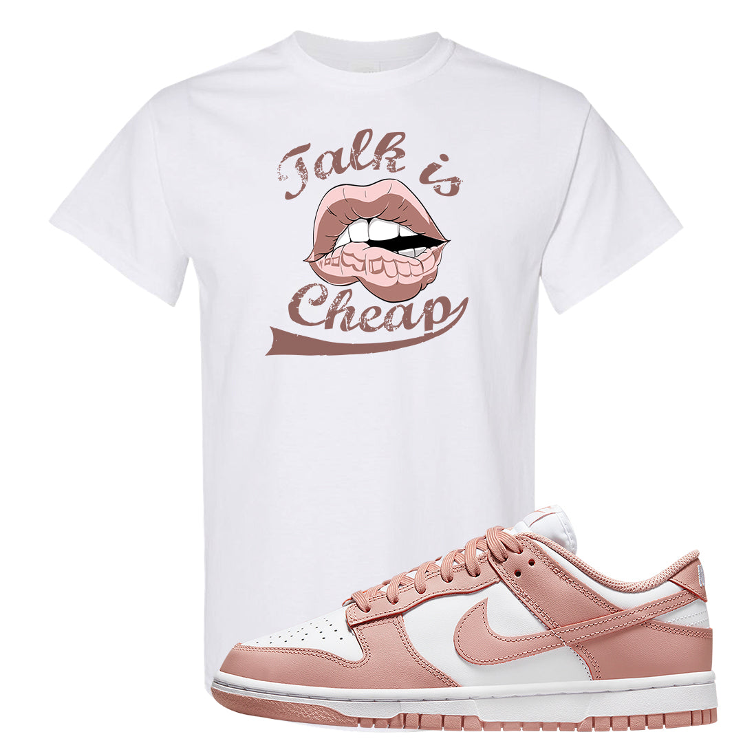 Rose Whisper Low Dunks T Shirt | Talk Is Cheap, White