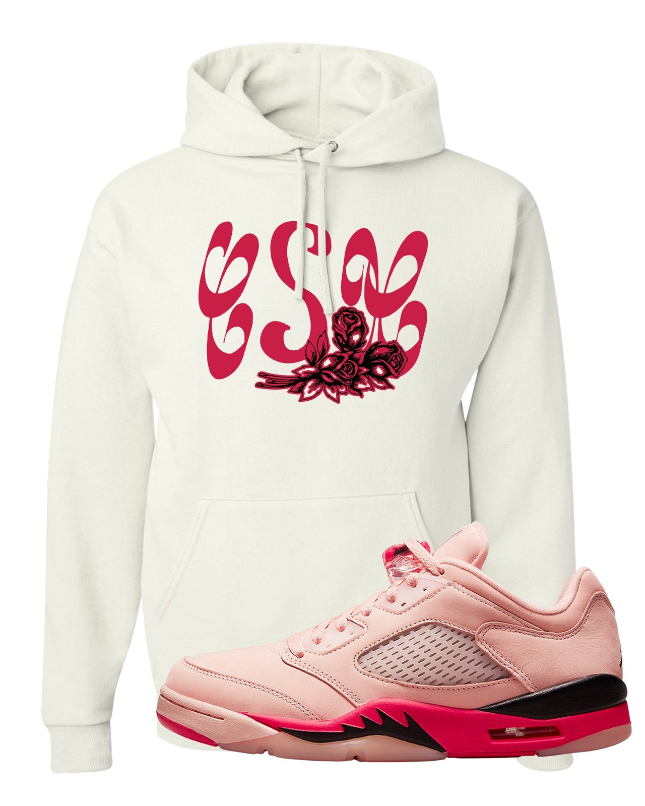 Arctic Pink Low 5s Hoodie | Certified Sneakerhead, White