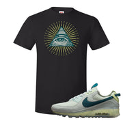 Seafoam Dark Teal Green 90s T Shirt | All Seeing Eye, Black