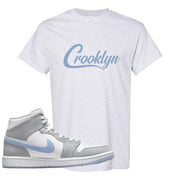 Air Jordan 1 Mid Grey Ice Blue T Shirt | Crooklyn, Ash