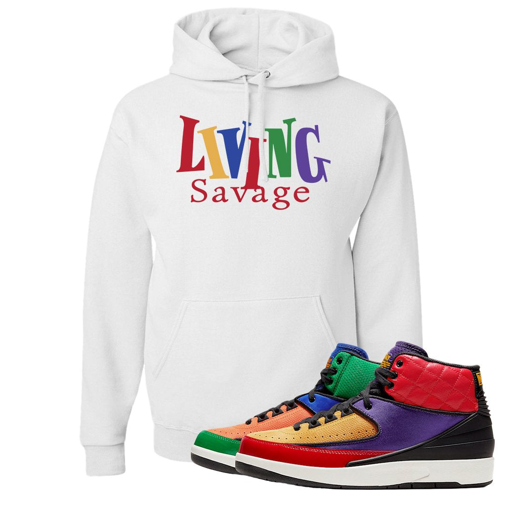 WMNS Multicolor Sneaker White Pullover Hoodie | Hoodie to match Nike 2 WMNS Multicolor Shoes | Living Savage