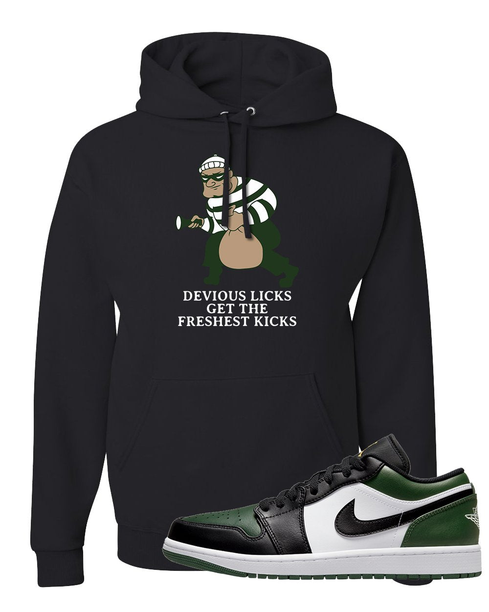 Green Toe Low 1s Hoodie | Devious Licks, Black