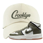 Cargo Khaki Rebel High Dunks Dad Hat | Crooklyn, White